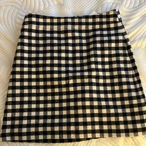 JCrew Wool Black and White Checkered Skirt